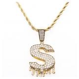 18kt GP Money $ Necklace - 28' Rope Style Chain w