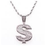 Silver Money $ Necklace - 28' Rope Style Necklace