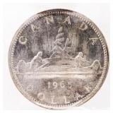 Canada 1965 Silver Dollar SmBds Ptd 5:Heavy Cameo