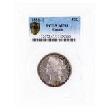 CNADA 1881H Silver Victoria 50 Cents PCGS AU53