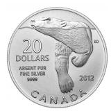 RCM 2012 .9999 Fine Silver $20 Coin - Polar Bear