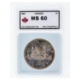 Canada 1963 Silver Dollar MS 60 KSA