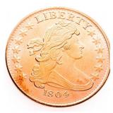 .999 Fine Pure Copper -1804 Draped Bust Dollar  1o