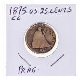 1875CC USA Silver 25 Cents PR AG