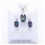 925 Sterling Silver Genuine MYSTIC TOPAZ Earring &