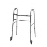 Medline Two-Button Folding Walker with 5  Wheels
