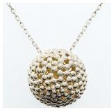 925 Sterling Silver Necklace - Bead Ball Design -
