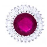 Sterling Silver Ring,5.77ct. Natural Rubies & Cz,