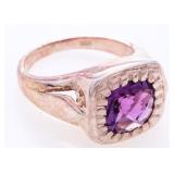 925 Sterling Silver Ring,Genuine Cushion Cut Bezel