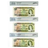Bank of Canada Lot 3 1969 $20 Choice 64 In Sequenc