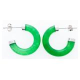 Sterling Silver Jade Hoop Style Earrings1