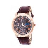 NEW Gents Watch -Rom. Num. Dial Leather Band -Qtz