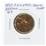 1857 PEU Free Trade Token Breton 919