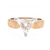 14kt Gold Trillium Cut CZ Gemstone Solitaire Ring