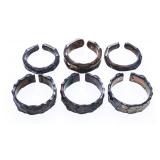 Grouping 6 Stainless Steel Band Rings Open Backs