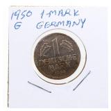 1950 G Germany 1 Mark Coin