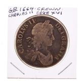 Great Britain 1664 Crown Charles II Edge XVI