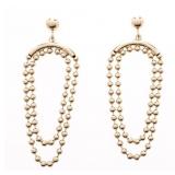 18kt BGO Popcorn Chain Style Drop Earrings Stud Ba