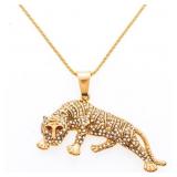 24kt G.P. Cartier Style Panther Pendant & Chain