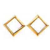 Vintage Mother of Pearl Square Clip On Earrings