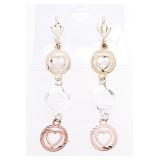 18kt BGO 3 Tier Drop Heart Style Earrings