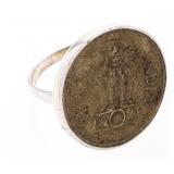 Silver Ring - Coin - India Size 10