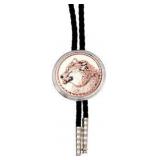 Bolo Tie, 40" Leather Chord, Silverplated & Diamo