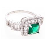 Custom Sterling Silver Ring, Size 8, Square Cut Em