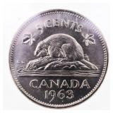CANADA 1963 FIVE CENTS MS 65 ICCS