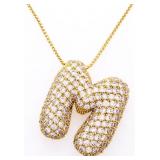 Bauble Initial Pendant & Chain  "M" w/Swarovski