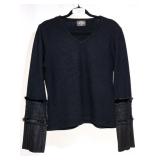 "NADER" Black Sweater Long Sleeve w/Crochet Size