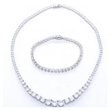 Tennis Necklace & Bracelet Set, Graduating Swarovs