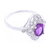 925 Sterling Silver Ring, Size 7, Genuine 1ct. Ova