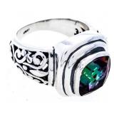 925 Sterling Ring Size 9 Bezel Set Mystic Topaz