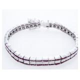 925 Sterling Silver/Rhodium  Genuine Ruby Channel