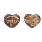 "TIFFANY & CO" Stud Back Heart Cut Logo Earrings