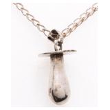 925 Sterling Silver Vintage Pacifier Pendant & Cha