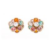 18kt BGO Channel Set Gemstone Stud Back Earrings