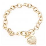 18kt BGO Rolo Link w/ Puffed Heart Bracelet (7.5"