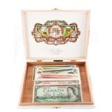 Cigar Box of Canada Bank Notes Approx. $31 Face Va