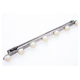 Vintage Sterling Silver 7 Pearl Pin