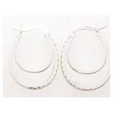 .925 Sterling Silver Double Hoop Style Earrings