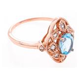 Sterling Silver/RGP Oval Genuine (1ct) Blue Topaz