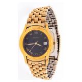 "GUCCI" Vintage Watch Black Dial w/Date Gold Bra