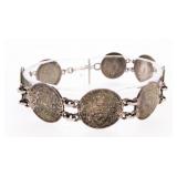 Vintage Sterling Silver Coin Bracelet