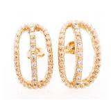 18kt Gold Overlay Oval Stud back Earrings (Brazil)
