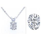 Moissanite Oval Brilliant Cut Solitaire Necklace,