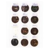Group of 11 Canada Large One Cent Coins 1700-1800