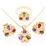 18kt Gold Overlay Jewellery Set - Earrings, Pendan