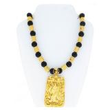 24kt G.P. Necklace- Black bead & Gold tube Design